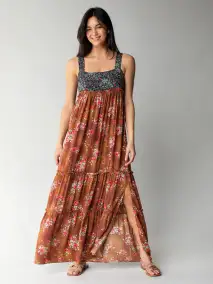 Eliza Maxi Dress - Indigo Chestnut Floral
