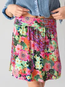 Live-In-It Knit ButterSoft Mini Skirt - Pink Painted Garden