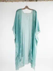 Jamie Embroidered Duster - Light Turquoise