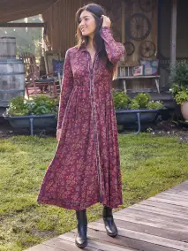 Christa Knit Cotton Maxi Dress - Cranberry Brown Floral(XS)