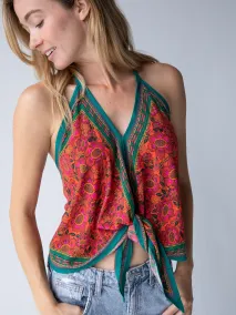 Isla Halter Top - Burnt Orange Floral