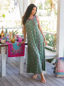 Willow ButterSoft Trim Maxi Dress - Folk Garden Mint