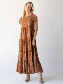 Berkley Maxi Dress - Brown Bouquets