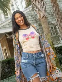Ringer Tank Top - Butterfly