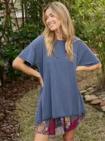 Blake Oversized Cotton Tee - Indigo