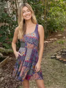 Opal ButterSoft Ballet Dress - Blue Patchwork