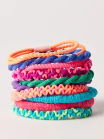 Textured Hair Ties. Set of 10 - Rainbow