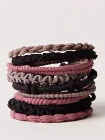 Textured Hair Ties. Set of 10 - Tan