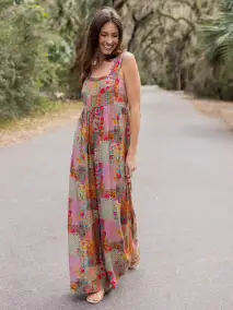 Tricia Jumpsuit - Pink Floral Patchwork