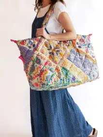 Puffy Weekender Bag - Mandala Patchwork Cream