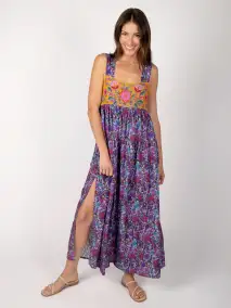 Tricia Maxi Dress - Dark Purple Daisies(XS)