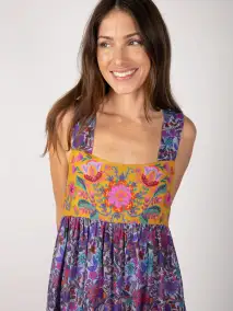 Tricia Maxi Dress - Dark Purple Daisies(XS)