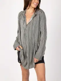 Jen Tunic - Black White Stripes