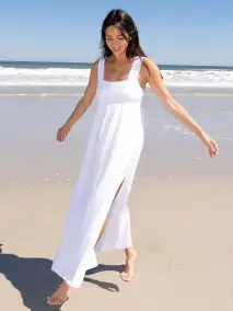 Tricia Maxi Dress - White Cotton Gauze