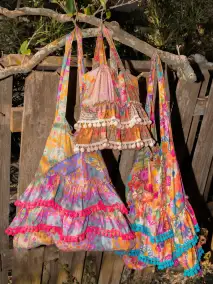 Mini Ruffle Tote Bag - Pink Floral Patchwork