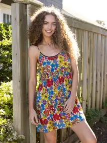 Gigi Mini Dress - Multicolored Calico Floral