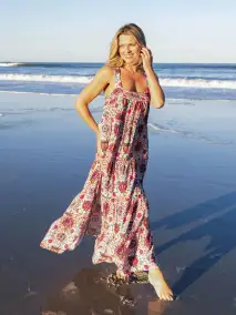 Kate Maxi Dress - Pink Folk Floral
