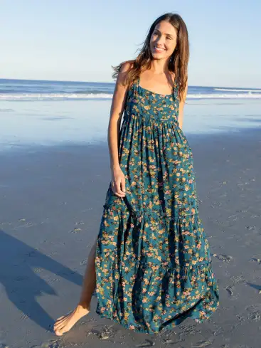 Eliza Maxi Dress - Dark Turquoise Floral(XS)