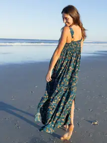 Eliza Maxi Dress - Dark Turquoise Floral(XS)