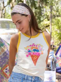 Ringer Tank Top - Ice Cream Cone