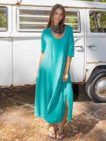 All Day Tee Dress - Teal Cotton