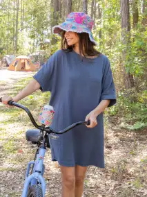 Cara Cotton Gauze Shift Dress - Charcoal
