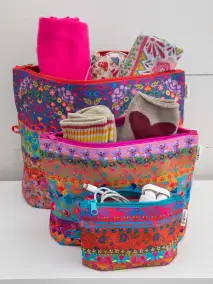Anything & Everything Pouches. Set of 3 - Border Print