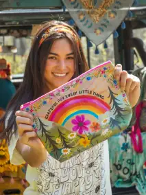 Recycled Zipper Pouch - Grateful