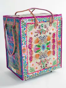 Rolling Tote Bag - XL Light Taupe Flower