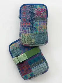 Water Bottle Zipper Pouch - Blue Patchwork