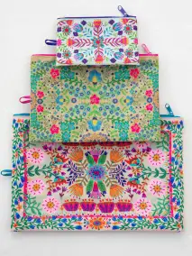 Anything & Everything Pouches. Set of 3 - Taupe Folk Flower