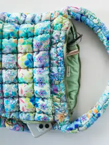 Puffy Fit-It-All Bag - Blue Watercolor Patchwork