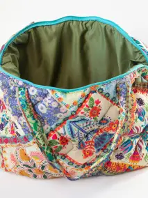 Puffy Weekender Bag - Mandala Patchwork Cream