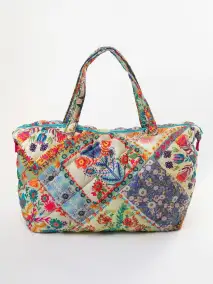 Puffy Weekender Bag - Mandala Patchwork Cream