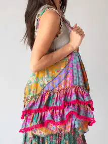 Ruffle Tote Bag - Multi Patchwork