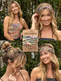 Full Boho Bandeau® Headband - Mandala Patchwork Cream