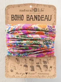 Full Boho Bandeau® Headband - Pink Floral Diamonds