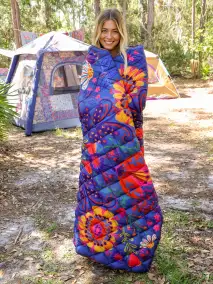 Perfect Puffy Outdoor Blanket - Dark Floral Garden