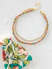 Golden Eye Layered Anklet - Rainbow