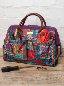 Zip Up Tool Bag - Dark Square Patchwork