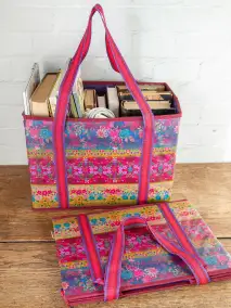 Set of 2 Heavy Duty Reusable Grocery & More Box Bags - Jewel Border