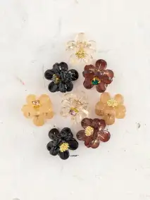 Micro Mini Daisy Hair Claws. Set of 8 - Neutral