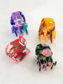 The Perfect Mini Claw Clip. Set of 4 - Rainbow Flower