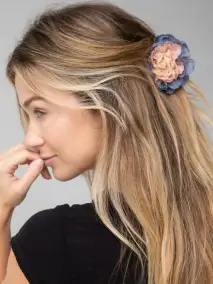 Fabric Flower Hair Clip - Denim