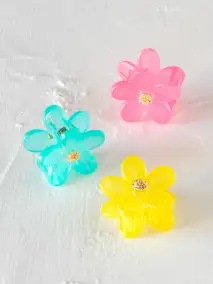 Mini Daisy Hair Claw Clips. Set of 3 - Multicolored