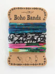 Boho Bands Hair Ties. Set of 3 - Blue Floral