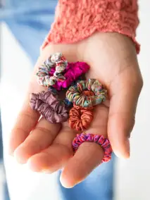 Mini Satin Scrunchie. Set of 8 - Rainbow