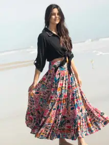 Hanna Convertible Maxi Skirt - Pink Flung Floral