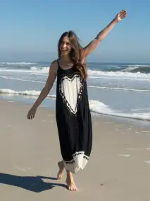Coco Sayulita Cotton Cover-Up Dress - Black Heart
