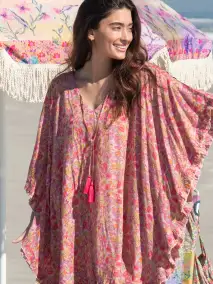 Cotton Ruffle Cover-Up - Leafy Pink Floral